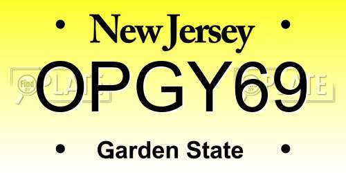 OPGY69 New Jersey License Plate
