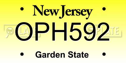 OPH592 New Jersey License Plate
