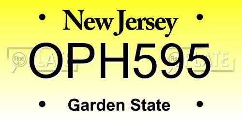 OPH595 New Jersey License Plate