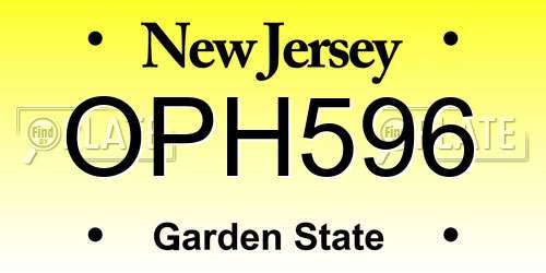 OPH596 New Jersey License Plate