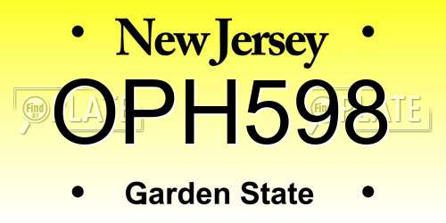 OPH598 New Jersey License Plate