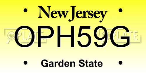 OPH59G New Jersey License Plate