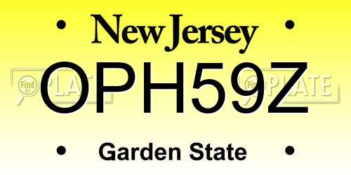 OPH59Z New Jersey License Plate