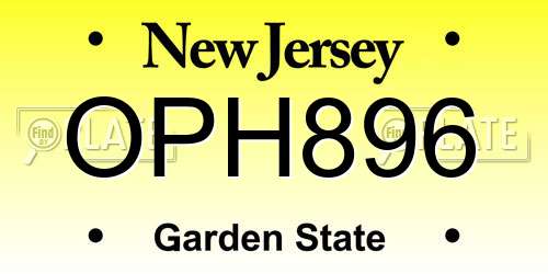 OPH896 New Jersey License Plate