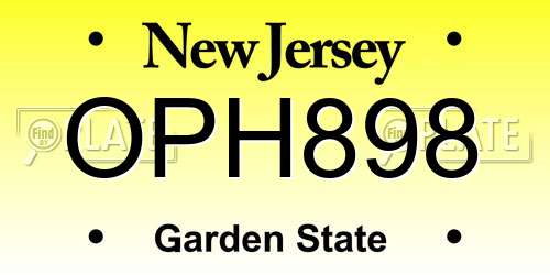 OPH898 New Jersey License Plate