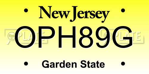 OPH89G New Jersey License Plate