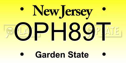 OPH89T New Jersey License Plate