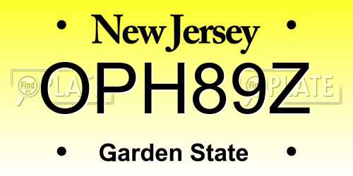 OPH89Z New Jersey License Plate