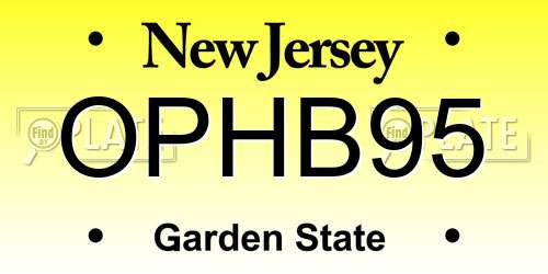OPHB95 New Jersey License Plate