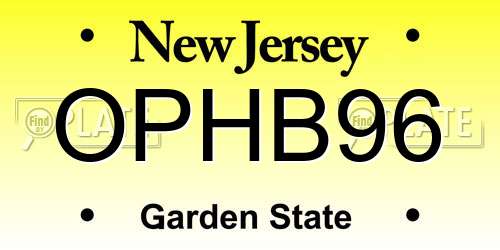 OPHB96 New Jersey License Plate
