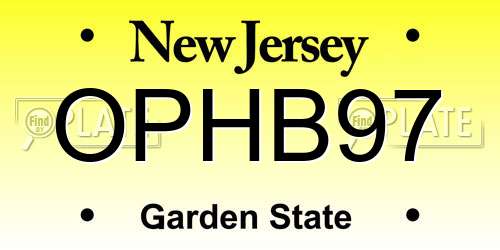 OPHB97 New Jersey License Plate