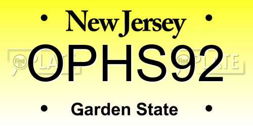 OPHS92 New Jersey License Plate