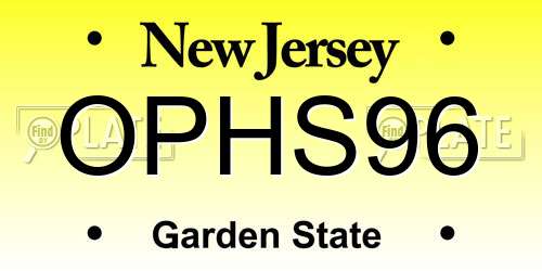 OPHS96 New Jersey License Plate