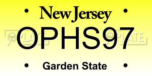 OPHS97 New Jersey License Plate