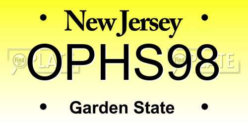 OPHS98 New Jersey License Plate
