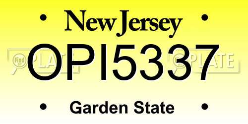 OPI5337 New Jersey License Plate