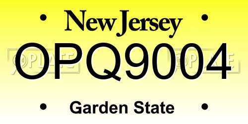 OPQ9004 New Jersey License Plate