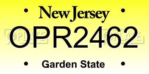 OPR2462 New Jersey License Plate