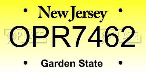 OPR7462 New Jersey License Plate