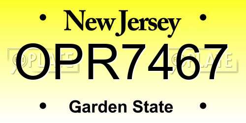 OPR7467 New Jersey License Plate
