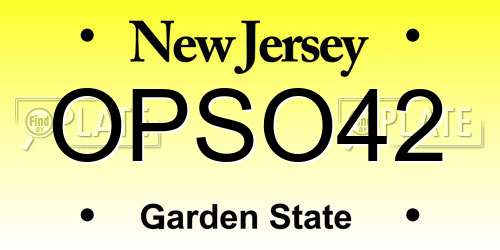 OPSO42 New Jersey License Plate