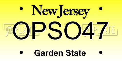 OPSO47 New Jersey License Plate