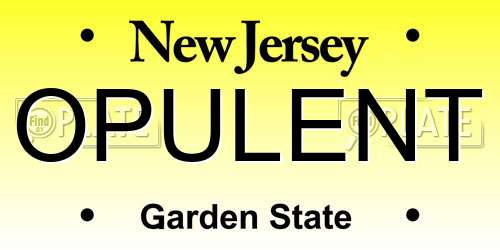 OPULENT New Jersey License Plate