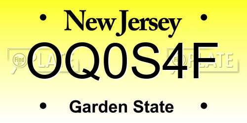 OQ0S4F New Jersey License Plate