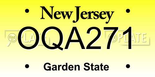 OQA271 New Jersey License Plate