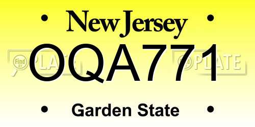 OQA771 New Jersey License Plate