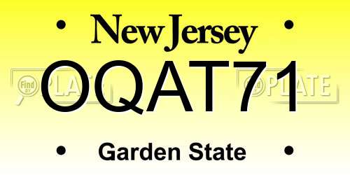 OQAT71 New Jersey License Plate
