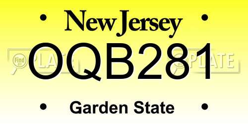 OQB281 New Jersey License Plate