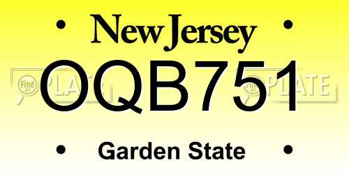 OQB751 New Jersey License Plate