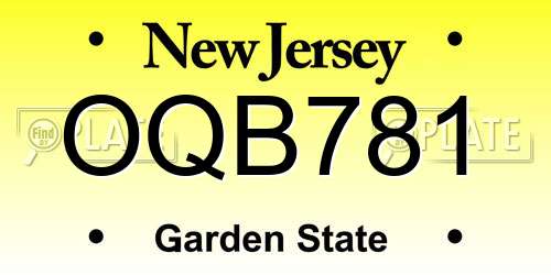 OQB781 New Jersey License Plate
