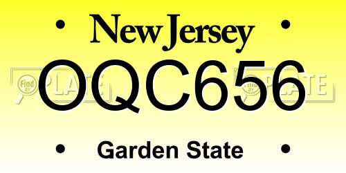 OQC656 New Jersey License Plate