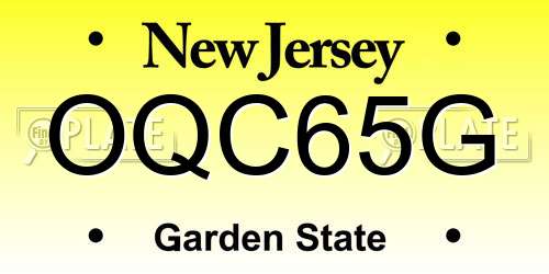 OQC65G New Jersey License Plate