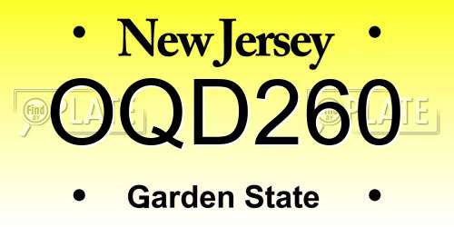 OQD260 New Jersey License Plate