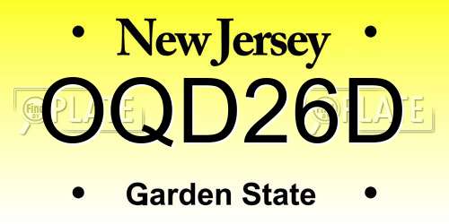 OQD26D New Jersey License Plate
