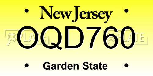 OQD760 New Jersey License Plate