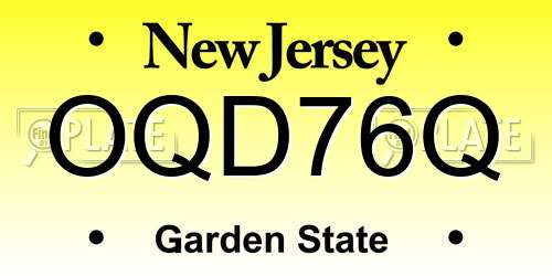 OQD76Q New Jersey License Plate