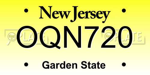 OQN720 New Jersey License Plate