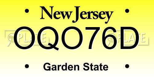 OQO76D New Jersey License Plate