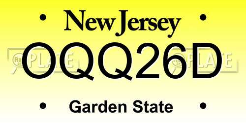 OQQ26D New Jersey License Plate