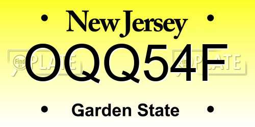 OQQ54F New Jersey License Plate