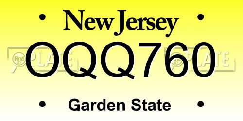 OQQ760 New Jersey License Plate
