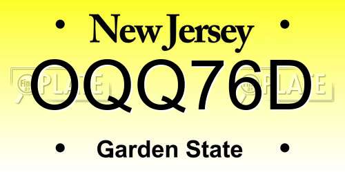 OQQ76D New Jersey License Plate