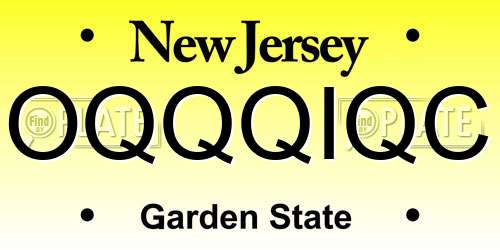 OQQQIQC New Jersey License Plate