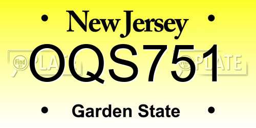 OQS751 New Jersey License Plate