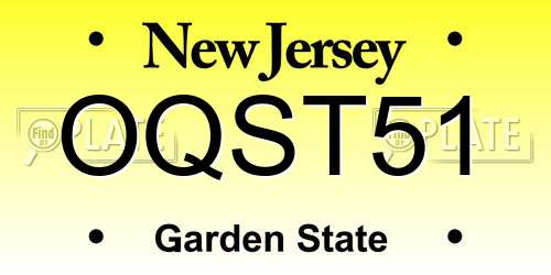 OQST51 New Jersey License Plate