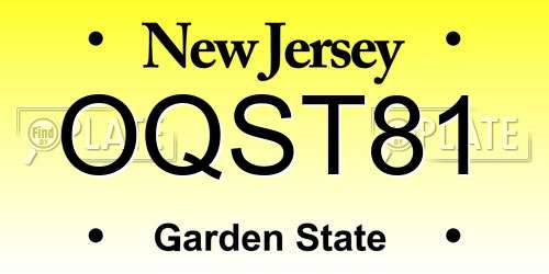 OQST81 New Jersey License Plate